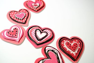 Close-up of heart shape over white background