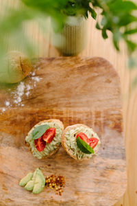 Close-up of fruits on cutting board