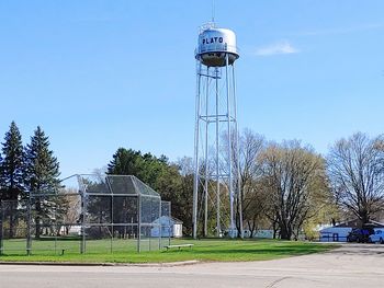 Low angle view of water tower against sky