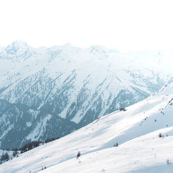 Scenic view of snow covered mountains against sky