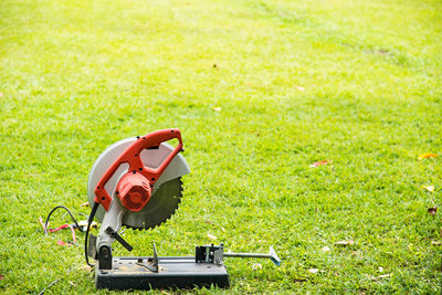 Work tool on grass