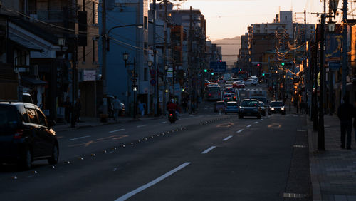 Traffic on road in city