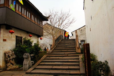 Low angle view of steps leading to building