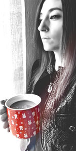 Close-up of a woman drinking coffee