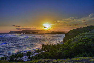 Scenic view of sea against sky during sunset