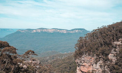 High angle view of mountains against sky