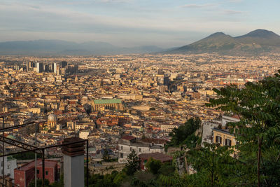 High angle view of townscape against sky