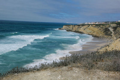 Scenic view of beach against sky