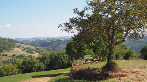 Scenic view of tree mountains against sky