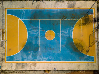 Aerial view of basketball court 