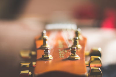 Close-up of tuning pegs