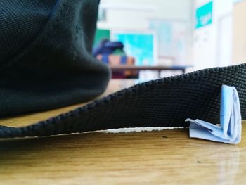 Close-up of open book on table