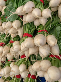 High angle view of vegetables for sale in market