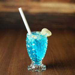 Close-up of drink in glass on table