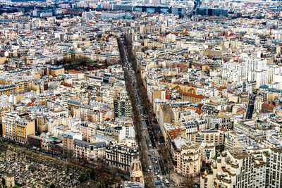 High angle view of city buildings