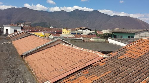 High angle view of townscape against sky