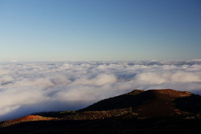 Majestic view of cloudscape covering el teide national park