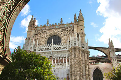 Low angle view of historical building against sky