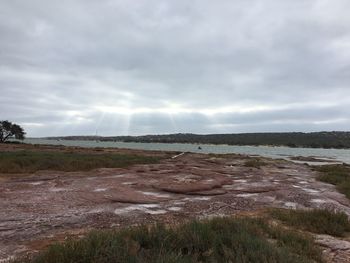 Scenic view of land against sky