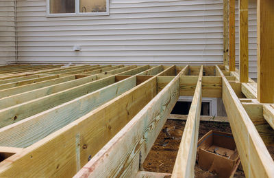 View of wooden building