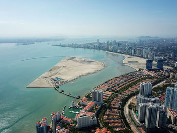 High angle view of buildings in city