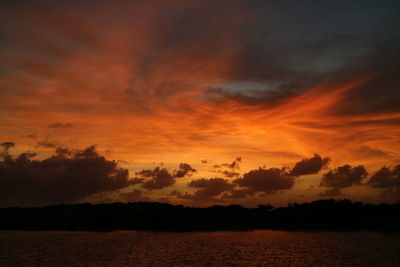 Scenic view of sea against dramatic sky