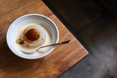 High angle view of coffee on table