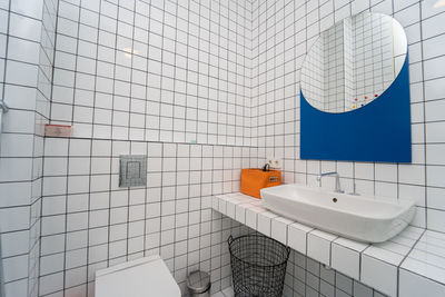 White wall in bathroom