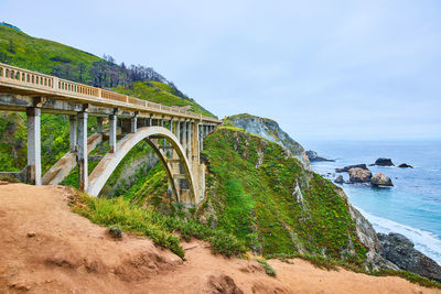 Bridge over sea against sky