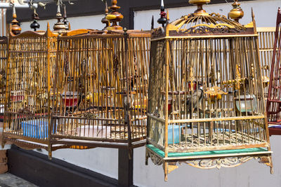 Metal structure hanging in temple