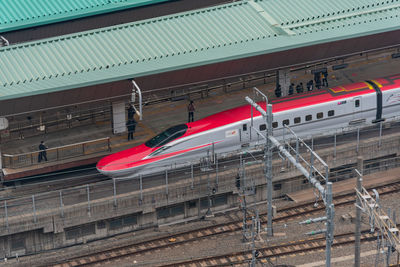 Train on railroad station