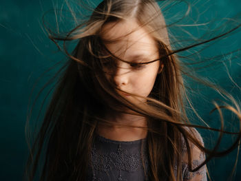 Close-up portrait of a beautiful young woman