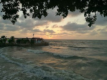 Scenic view of beach during sunset