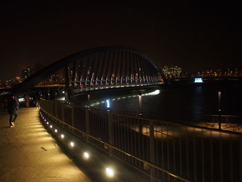 Bridge over river at night