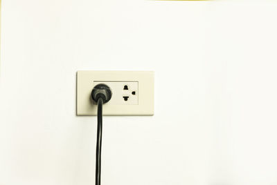 Close-up of electric lamp against wall