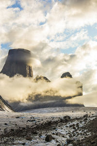 Sunset, mount asgard, auyuittuq national park, baffin island.