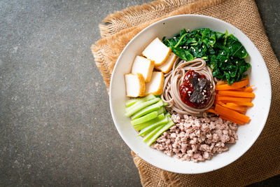 High angle view of food on table