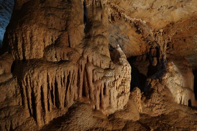 Low angle view of rock formation in cave