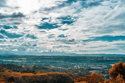 Scenic view of landscape against sky during autumn