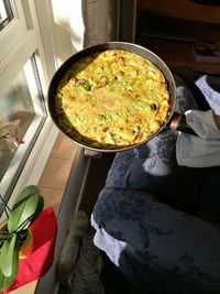 High angle view of food on table