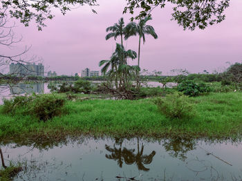 Scenic view of lake against sky
