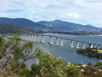 Bridge over river against sky