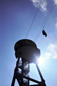 Low angle view of silhouette built structure against sky