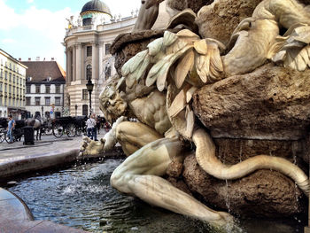 Statue of fountain in city