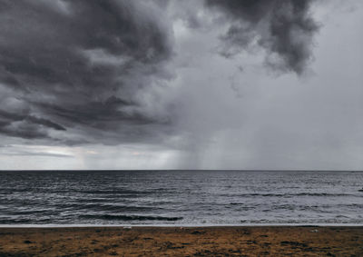 Scenic view of sea against cloudy sky
