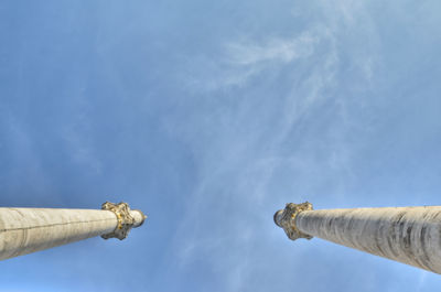 Low angle view of pipe against sky