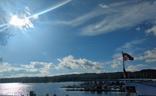 Scenic view of flag against sky