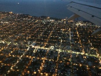 Aerial view of illuminated cityscape