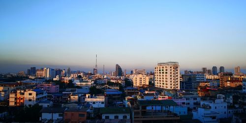 High angle view of townscape against sky