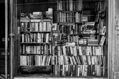 Full frame shot of books in shelf